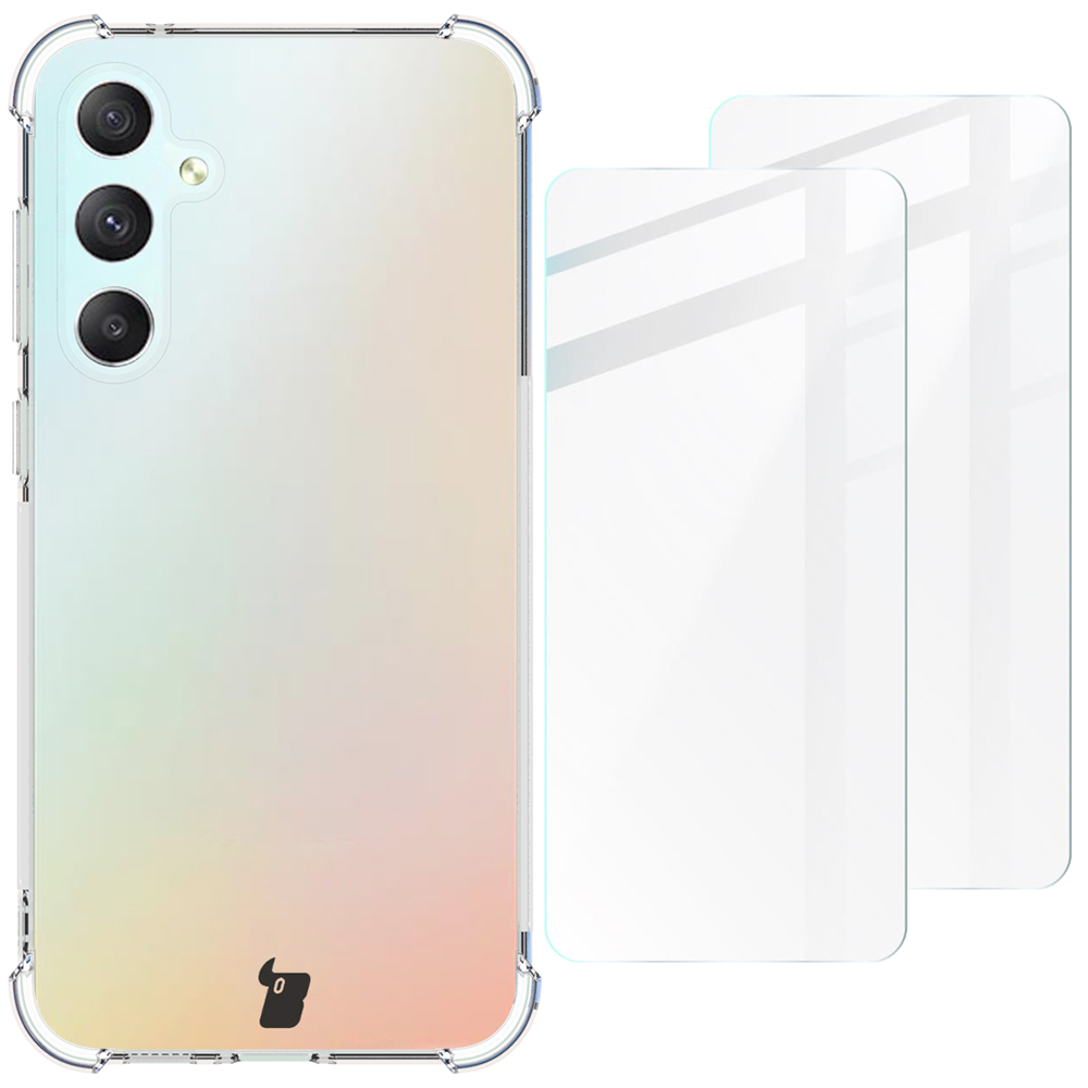 Elastyczne etui + 2 szkła, Bizon Case Clear, przezroczyste